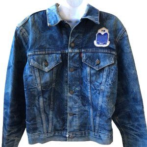 LEVI'S Vintage 70's Jean Jacket Blanket Lined with TR Triumph Logo DAMAGED